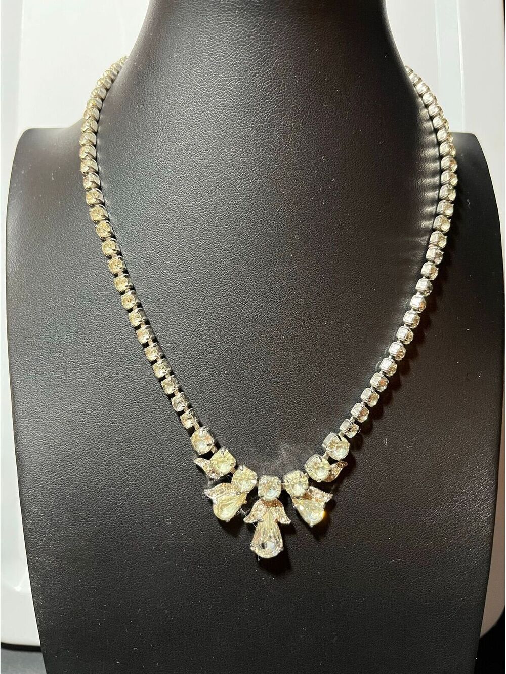 #151 Eisenberg Ice Rhinestone Necklace Possible Paste Choker Adjustable 16"